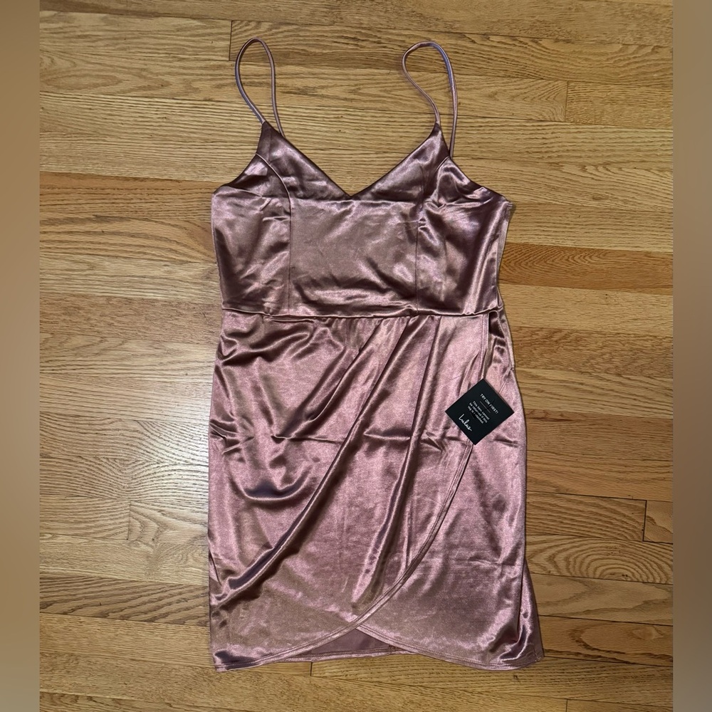 NWT Lulus Forever Your Girl Mauve Satin Bodycon Dress size XL - Picture 6 of 10